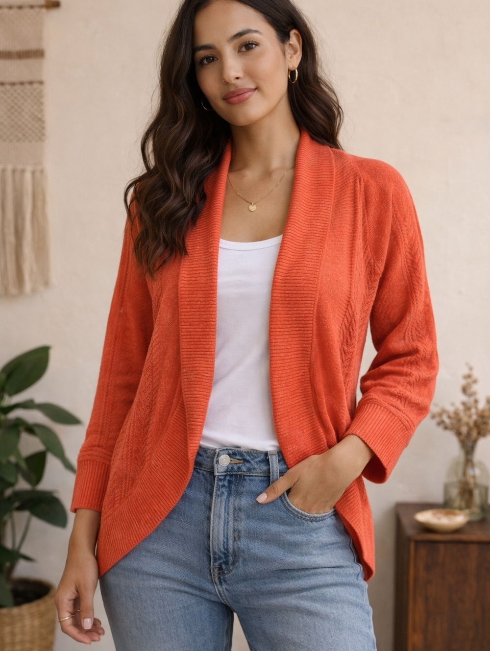 Lilly Pulitzer Coral Open Front Cardigan XS/S Lightweight Knit